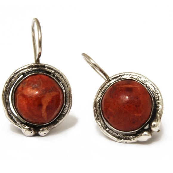 Vintage Silpada Sterling Silver Red Sponge Coral Earrings W0876 - Picture 7 of 16